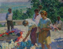 Цветы к памятнику 140-180 холст, масло