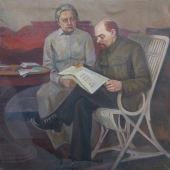 Ленин и Крупская 100-100 холст, масло 1981г.