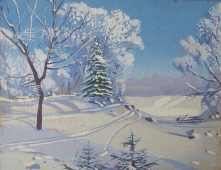 Сказочное зимнее утро 20-15,5 см. картон 1980е 