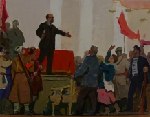  Ленин 31-40 см.  картон масло 1970е 