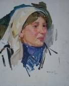 Женский портрет 50-40 см. картон, масло 1975г
