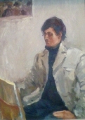 Портрет художника 73-57 см., картон, масло 1976 год 