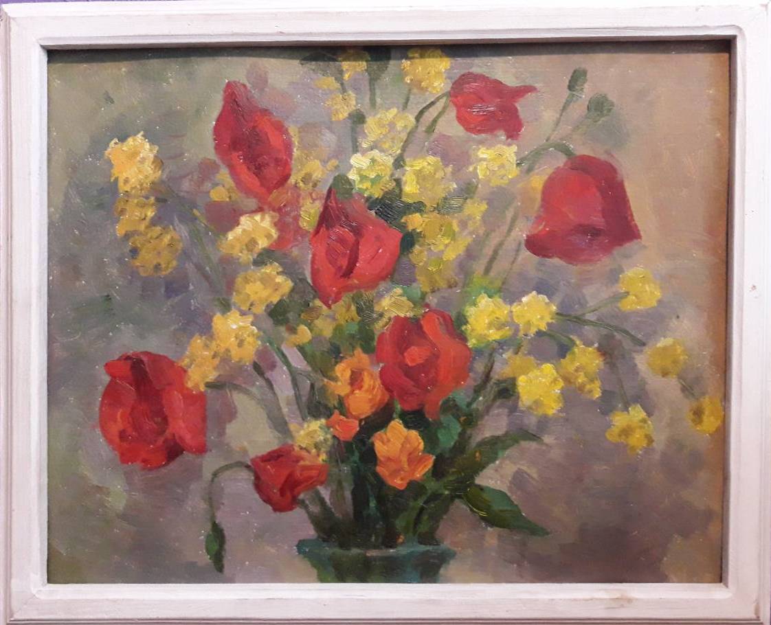 Цветы 40-50 см., картон, масло 1958 - 1