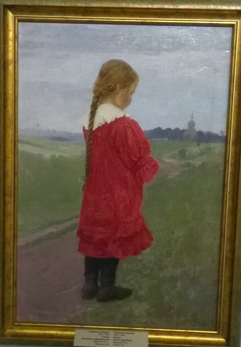 Девочка в красном платье начало XX ст. Холст, масло. - 2