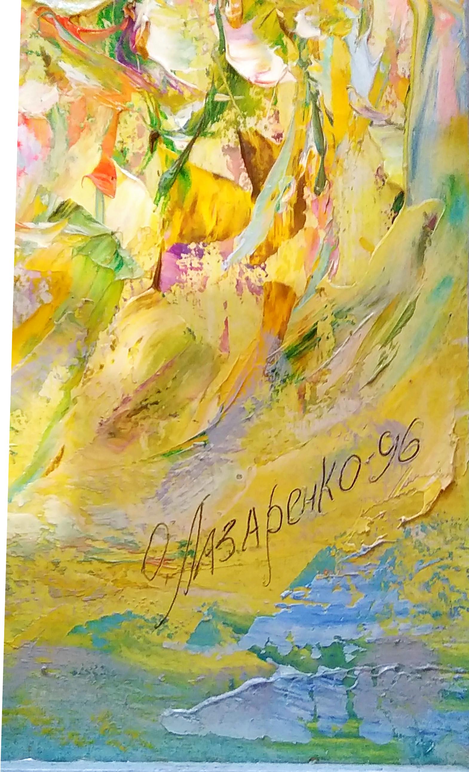 Ваза с цветами 50-50 см., картон, масло 1996 год  - 1