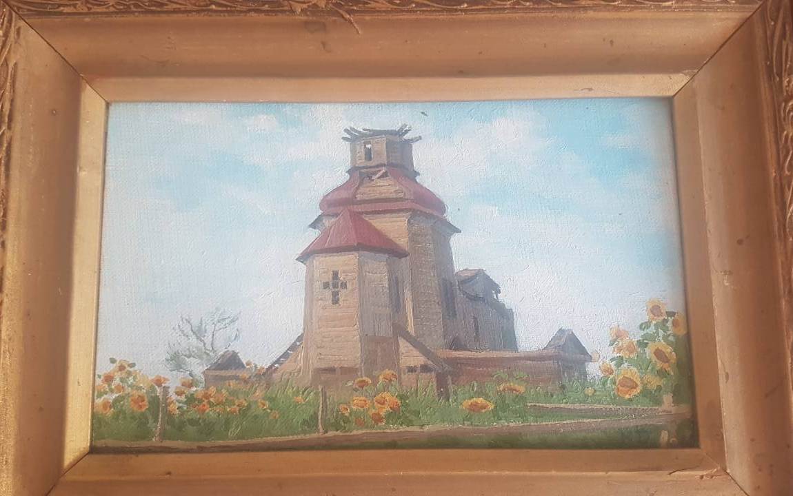 Старая казацкая церковь в Седневе 15-25 см., картон, масло 1965 - 1