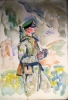 Солдат на заставе 50-35 см., картон, масло 1973  